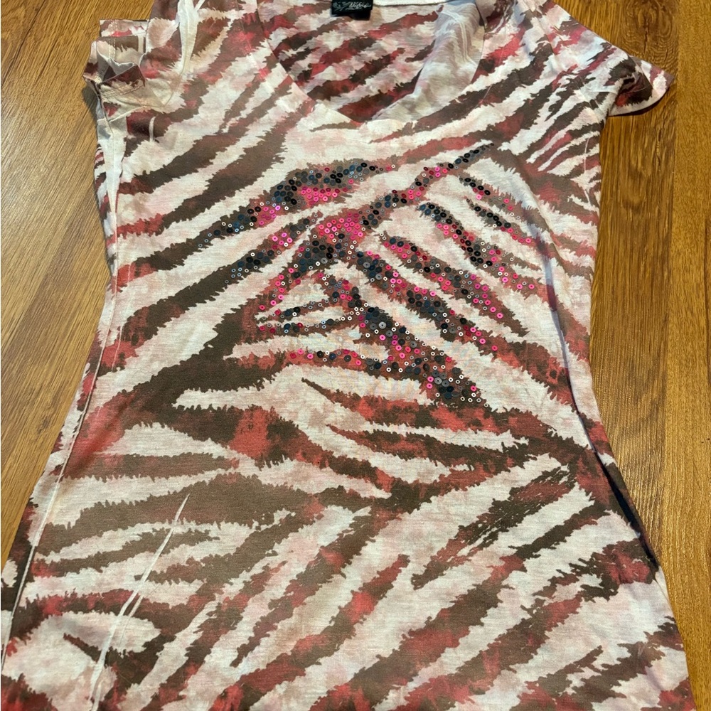 Daytrip Pink and Brown Zebra Print Tee